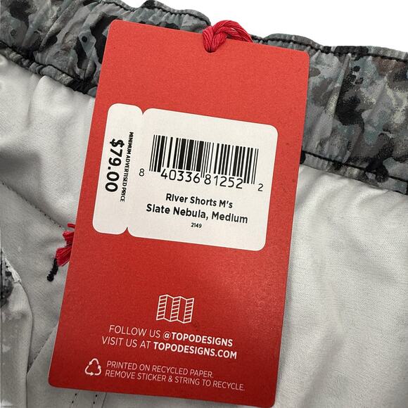 Topo Designs 6" River Shorts Mens Size Medium Abstract Camo Slate Nebula Print - Picture 7 of 7